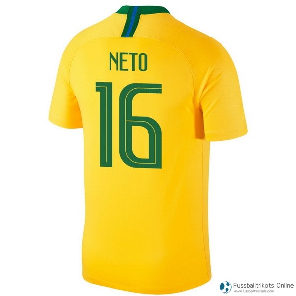 Brasilien Trikot Heim Neto 2018 Gelb Fussballtrikots Günstig